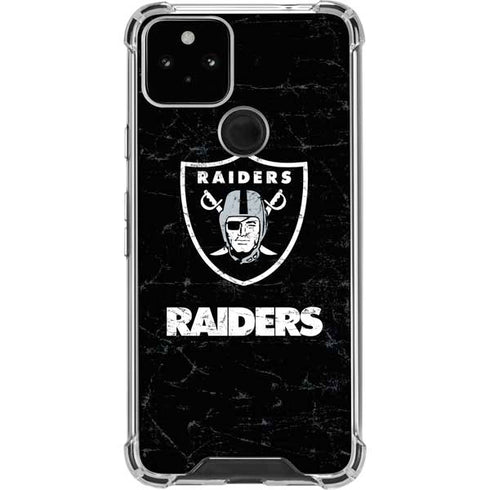 NFL Las Vegas Raiders Distressed Google Pixel 5 Clear Case